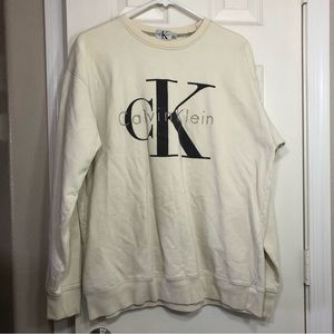 Calvin Klein Logo Graphic Sweater White Size Large Unisex